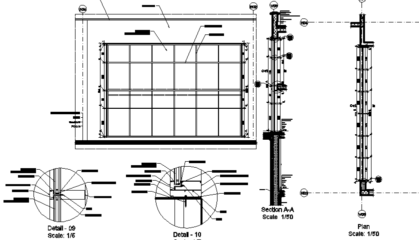 Curtain wall construction details dwg file