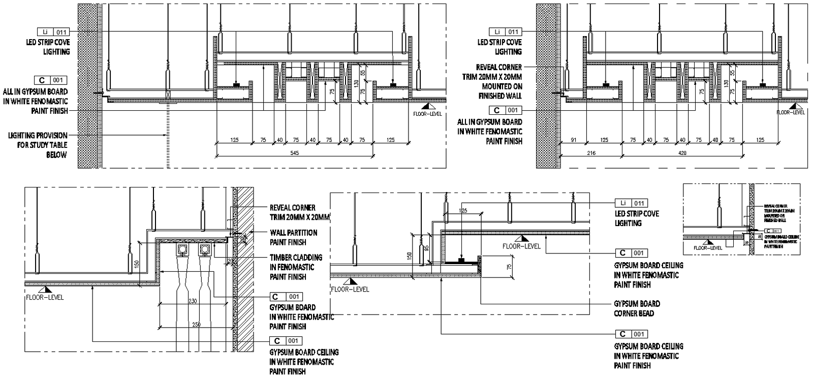 Curtain Cove Ceiling CAD Drawing with Section Details in AutoCAD File