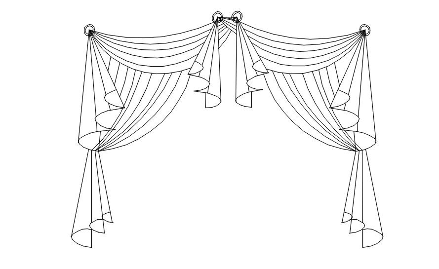 Curtains design in AutoCAD 2D blocks, dwg file, CAD file
