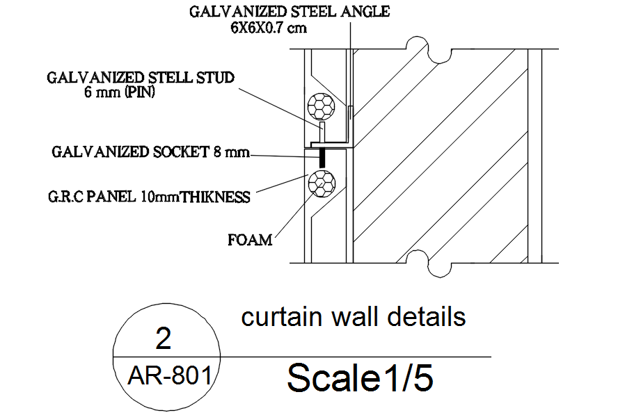 Curtain wall details in detail AutoCAD drawing, dwg file, CAD file