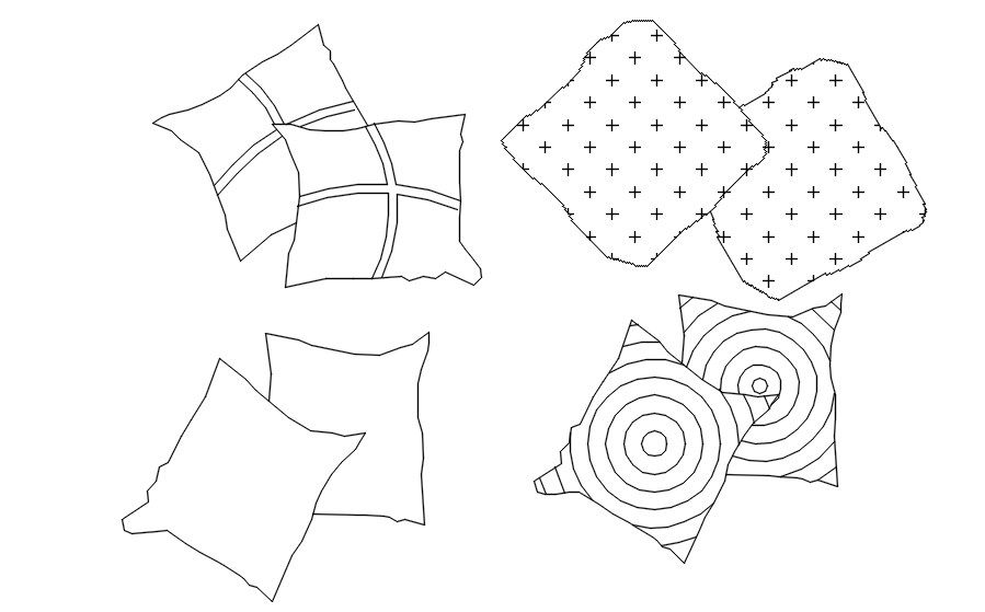 AutoCAD Cushion 2D CAD Block DWG for Interior Plans