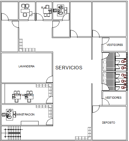 Cut layout plan details of corporate office project dwg file