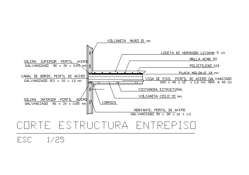 Cut inter floor structure is given in this autocad drawing file. Download now.