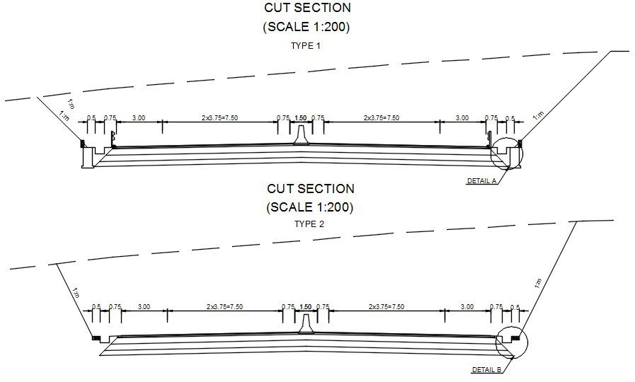 Cut section details in AutoCAD, dwg file.