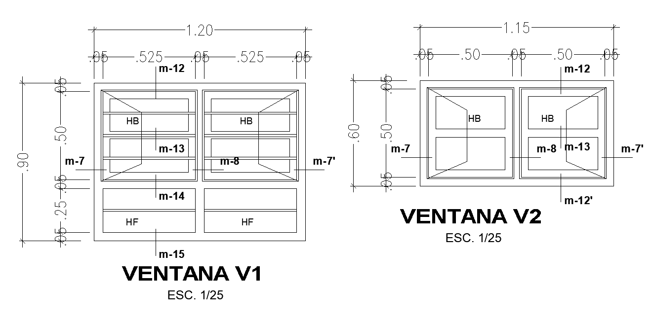 Cut section details of Windows CAD drawing files. Download now.