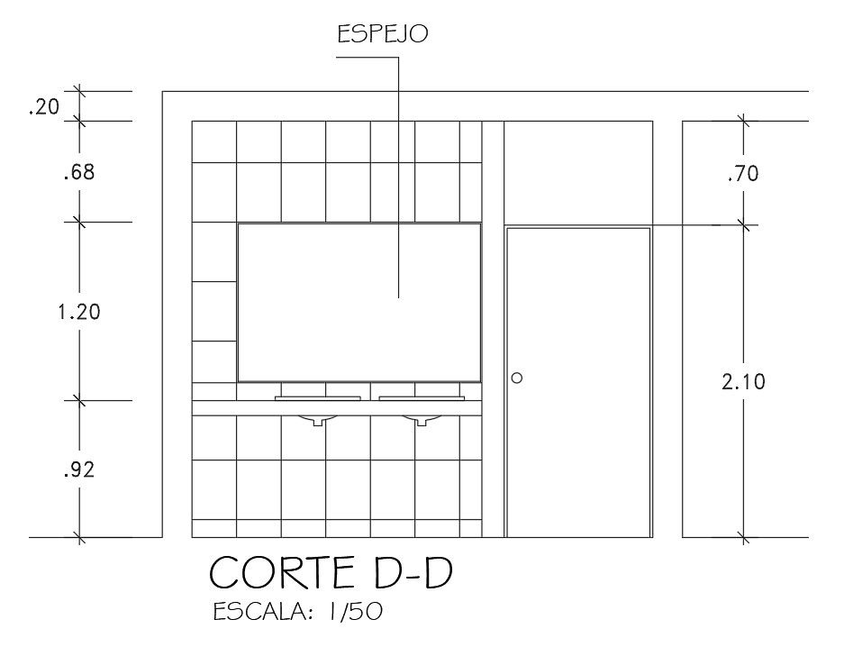 DD section view of 9x3m bathroom building is given in this Autocad drawing file.Download now.