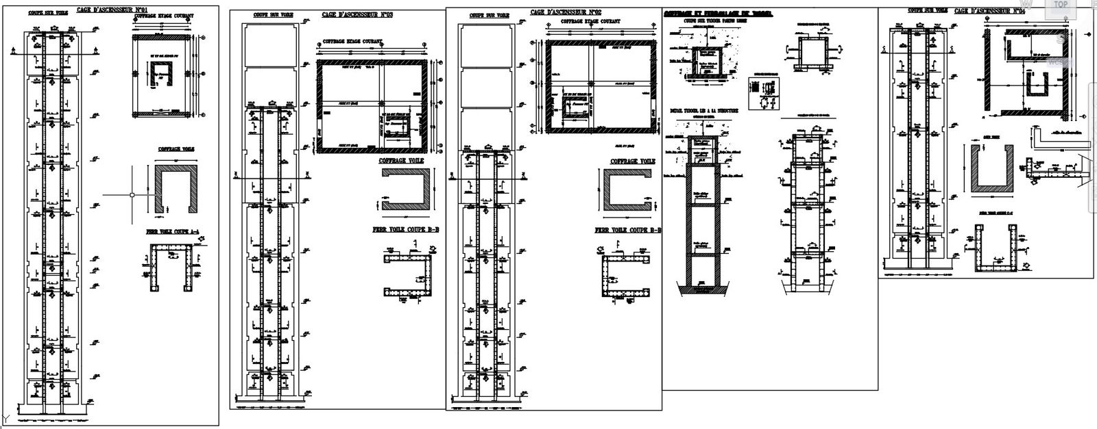 DETAIL OF FORMWORK AND LIFT CAGE REINFORCEMENT design in AutoCAD 2D drawing, CAD file, dwg file