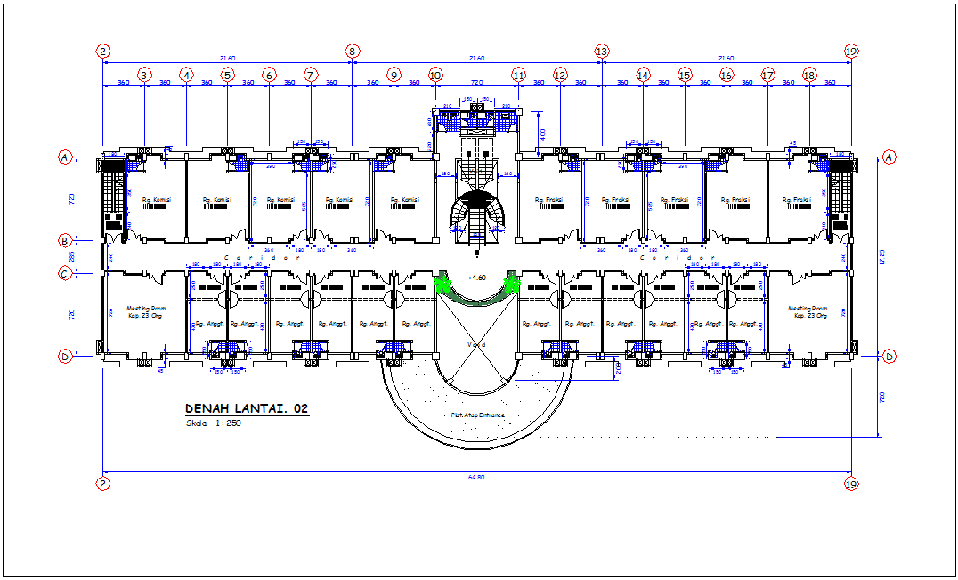 DPRD office second floor plan with architectural view dwg file