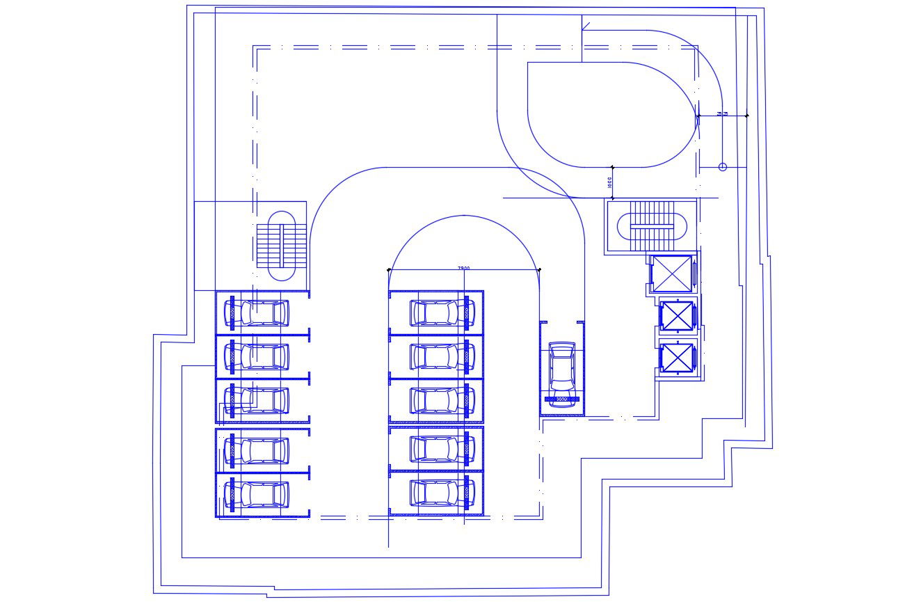 DWG Drawing Commercial Basement Parking Layout CAD Free Download