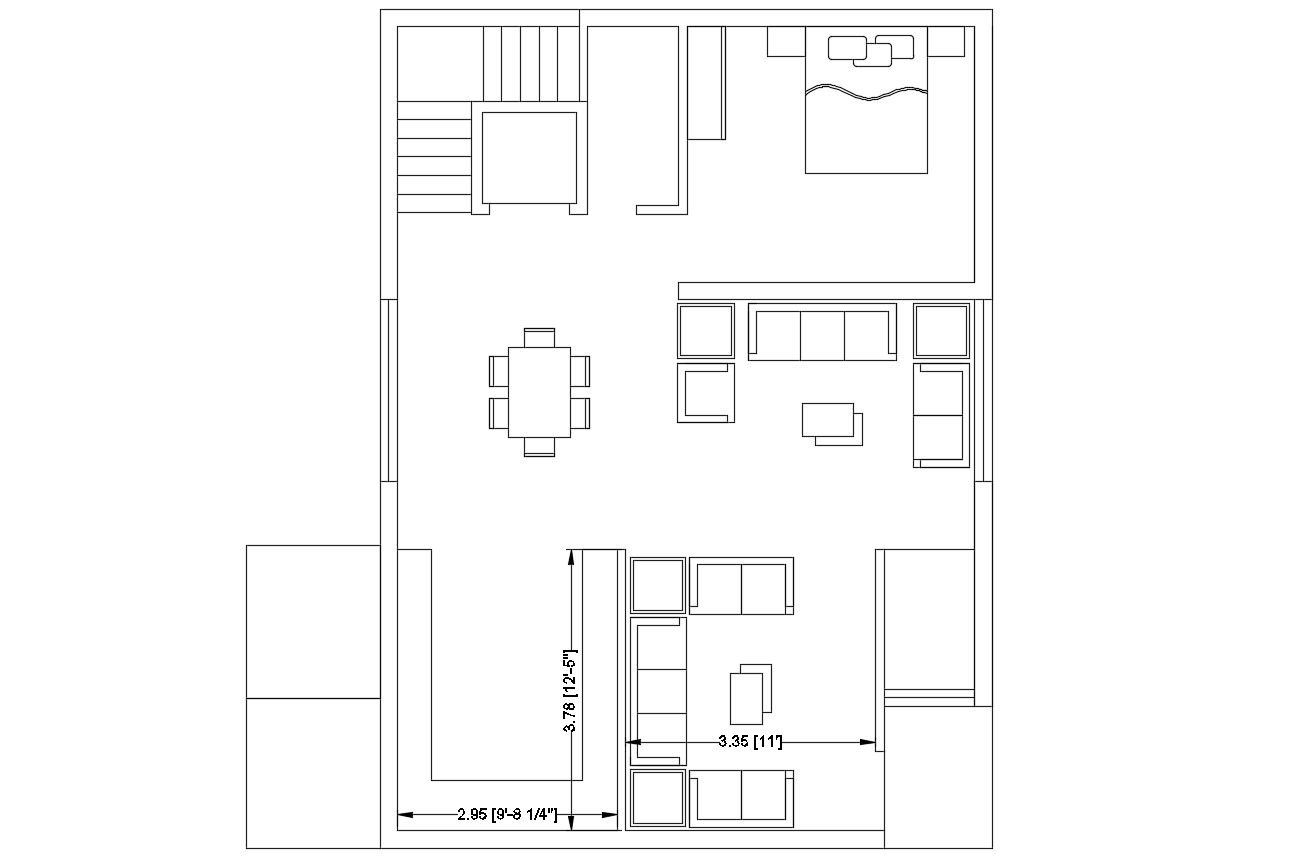 DWG Drawing Ground Floor Plan Of Bungalow AutoCAD File Free Download