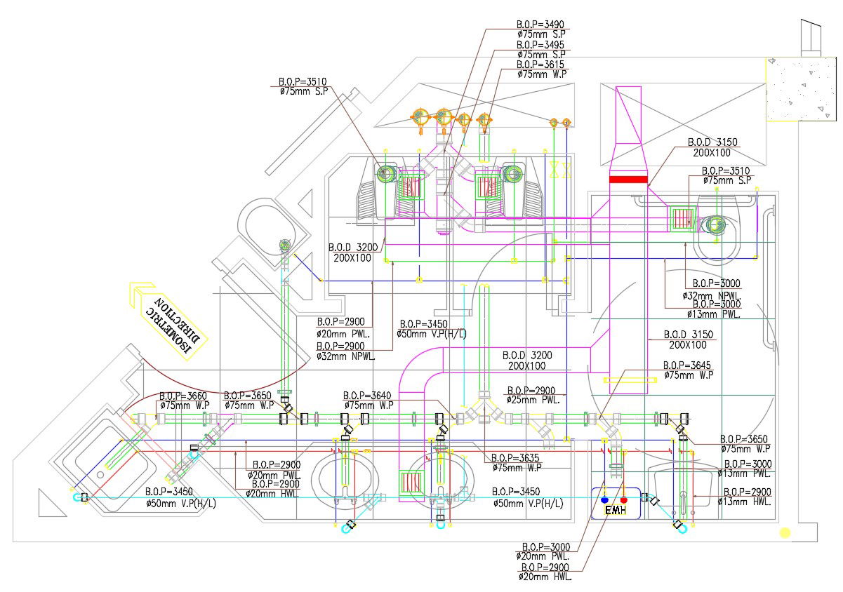 DWG File Toilet Plumbing System AutoCAD File