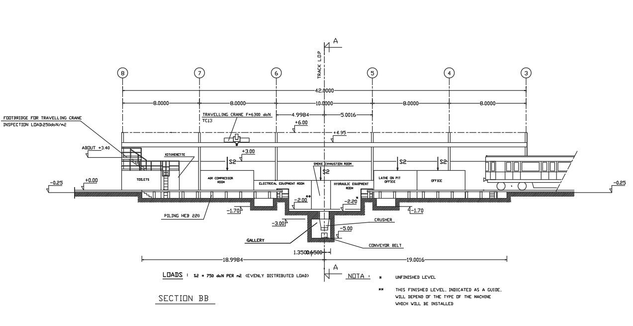 DWG AutoCAD drawing of the bridge longitudinal section details. Download the AutoCAD DWG file.