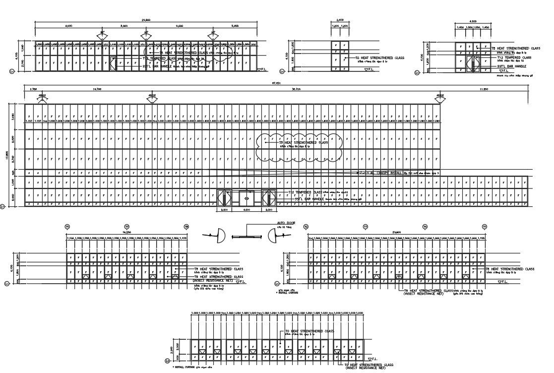 DWG AutoCAD file shows the Elevation details of the podium window.structure of the Podium window, Download the AutoCAD drawing file.