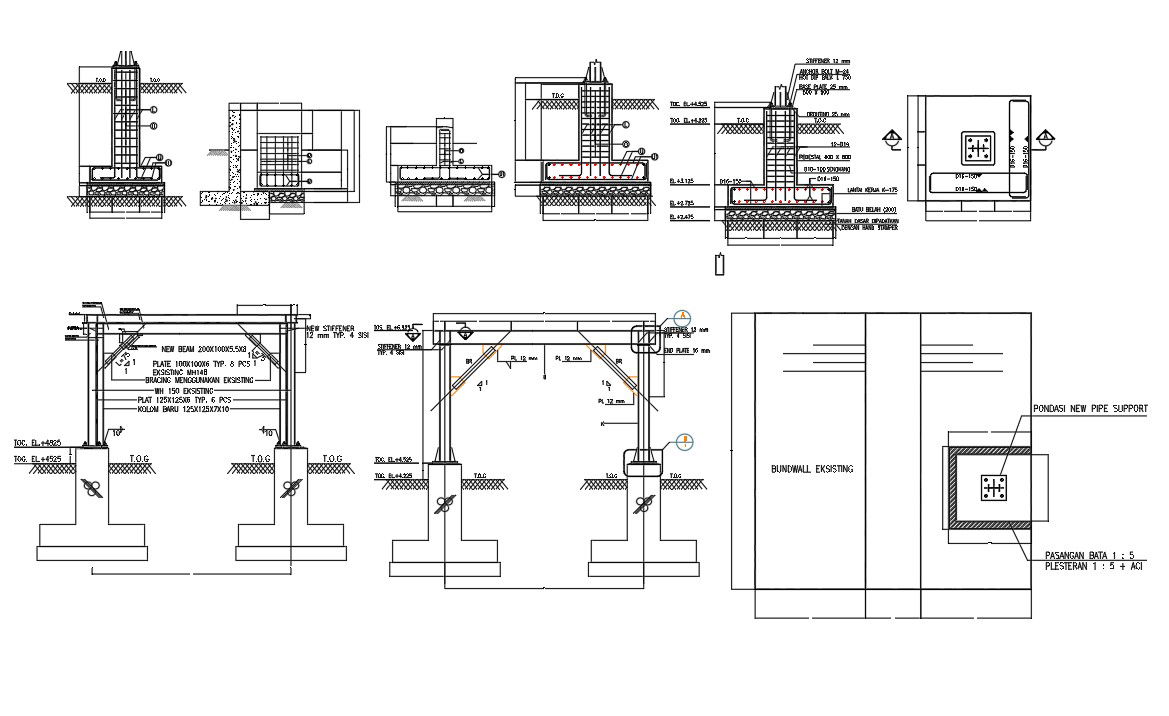 DWG Autocad drawing file having the Beam-column Reinforcement Section Details.Download the DWG AutoCAD file.