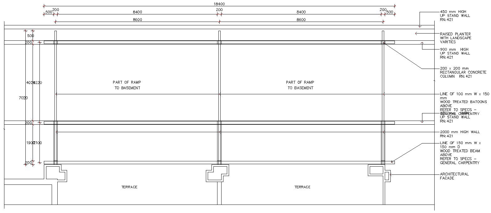 DWG Drawing AutoCAD 2D file shows the Details of the Apartment Building basement ramp Sectional details,Download the AutoCAD DWG file.