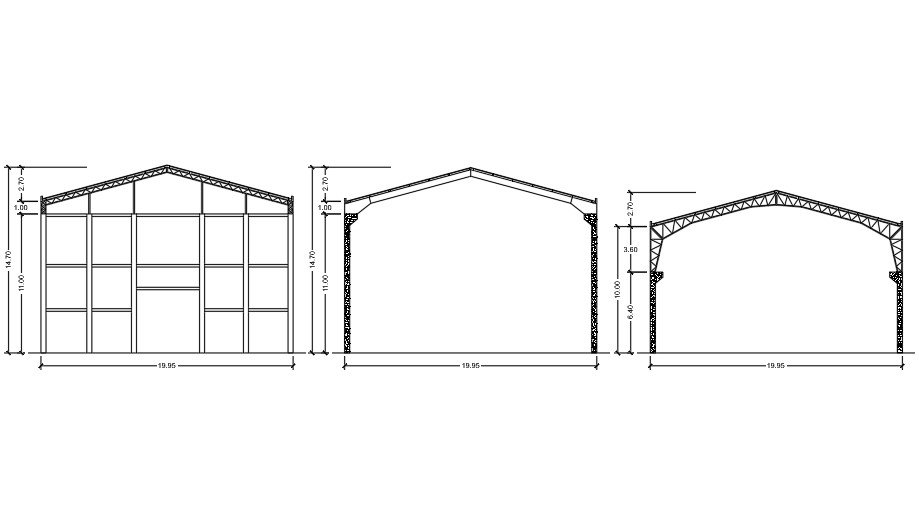 A cad file that contains a section of two r.c.c columns with fabricated material of the roof