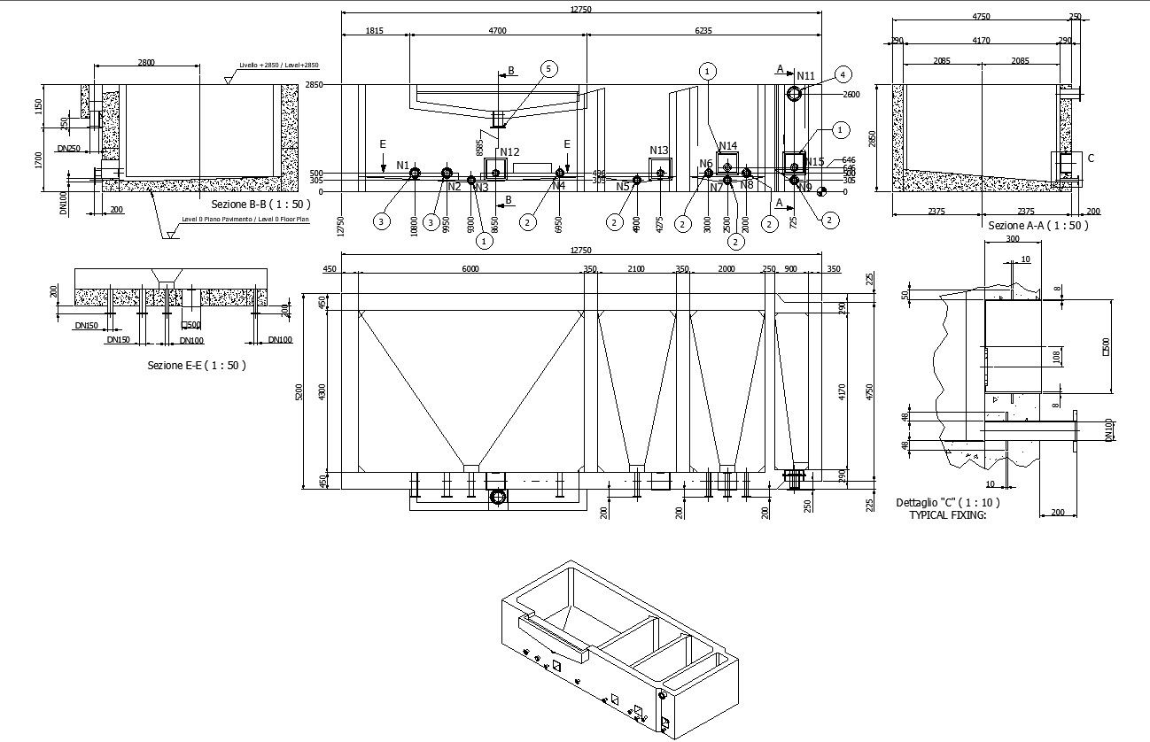DWG File with Detailed Outline for Plumbing Floor Plan