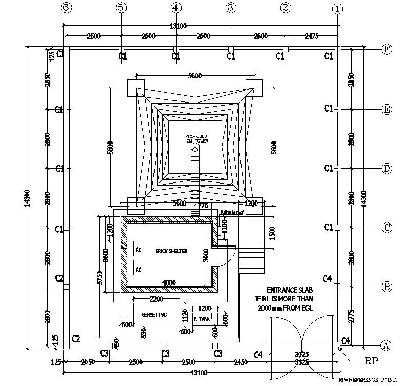 DWG drawing file shows 40M Mobile phone network tower top Elevation design diagram. download the AutoCAD dwg file.