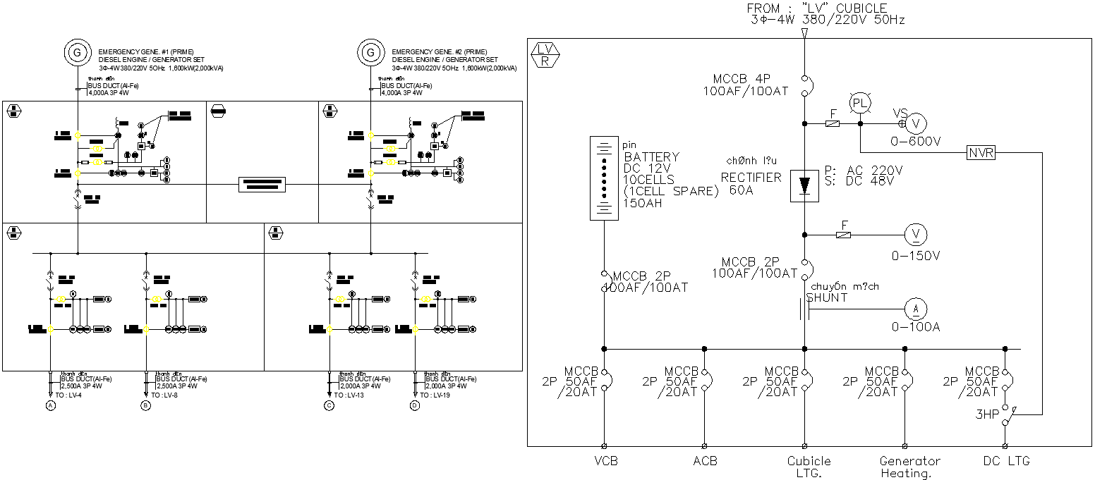 DWG drawing file shows the details of the single line machine electrical connection details, Download the DWG file.