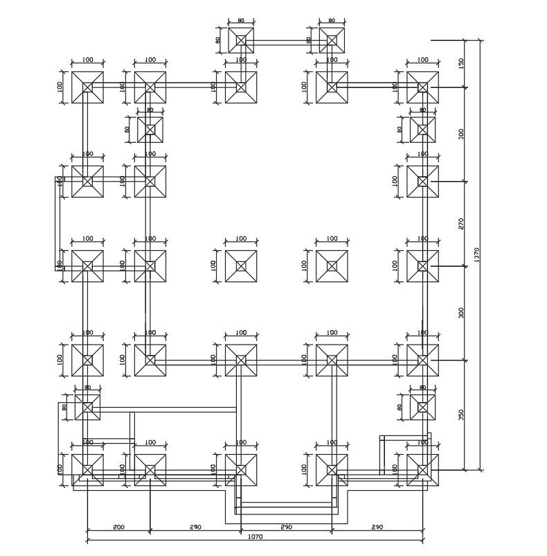 Column and Axis Layout Foundation Plan CAD Drawing