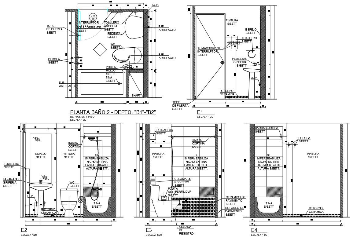 DWG file of Toilet elevation design,Download the drawing file.