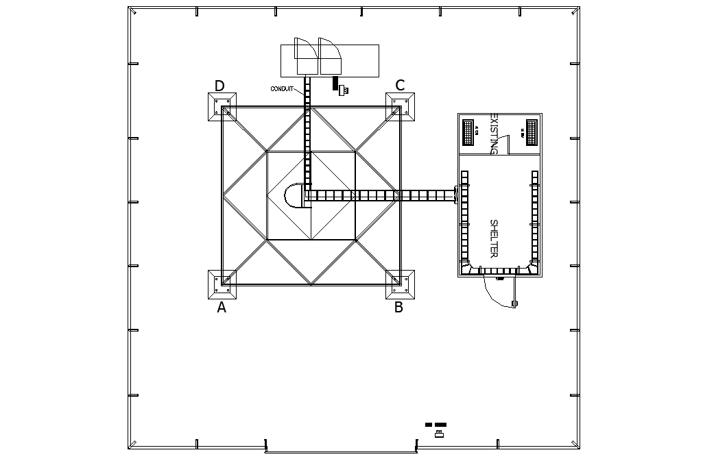 DWG file of electrical machine room top Elevation layout design.