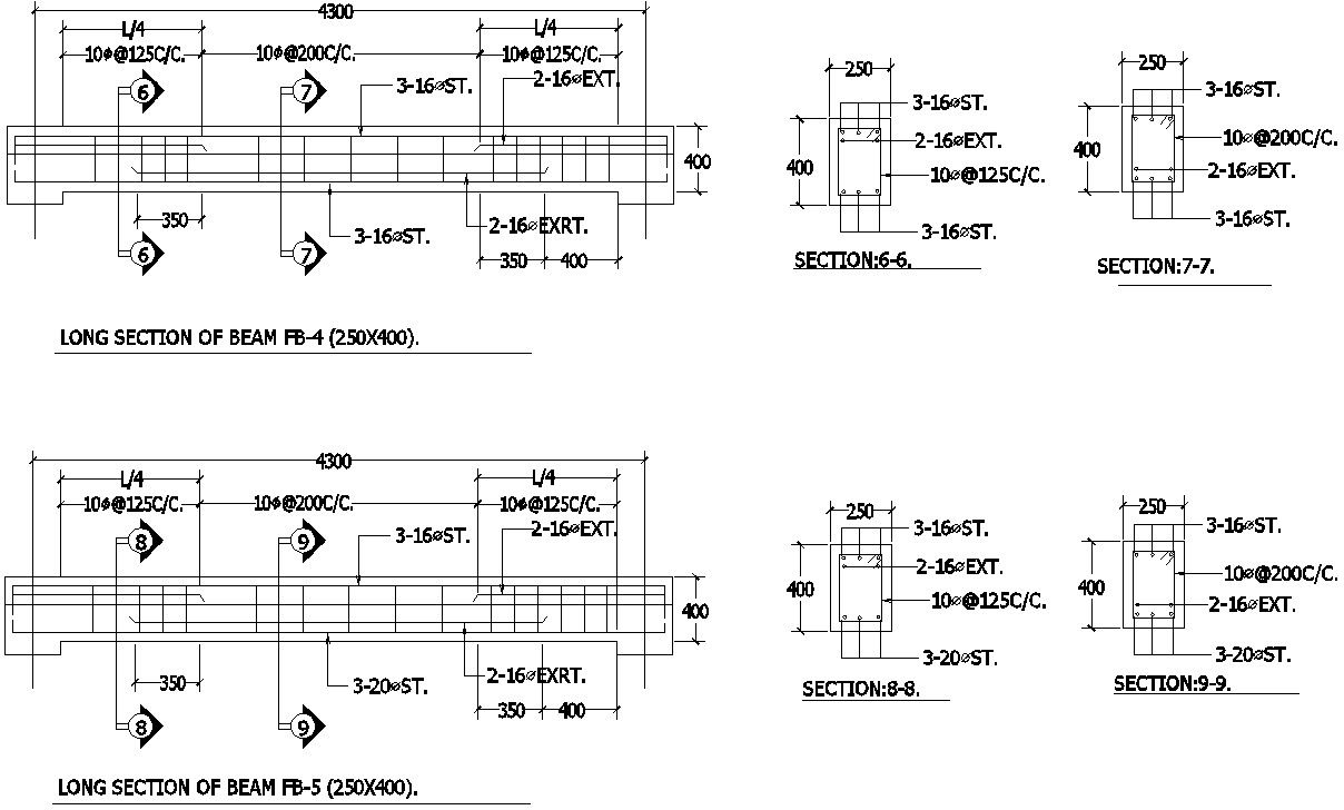 DWG files having the details of the long section of the beam, and sectional details. download the AutoCAD dwg file.