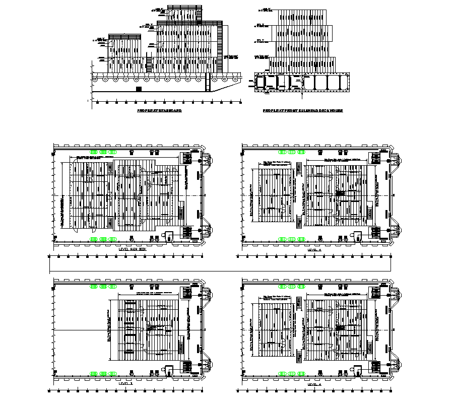 Deck housing structure detail plan autocad file