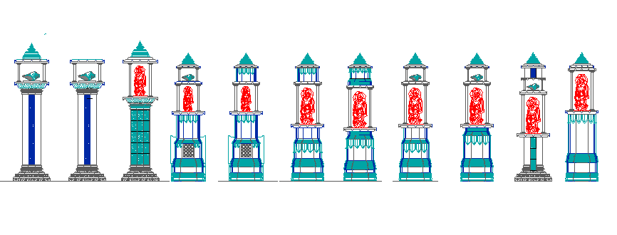 Decorative Elements of Historic Hindu Temples DWG AutoCAD File Layout