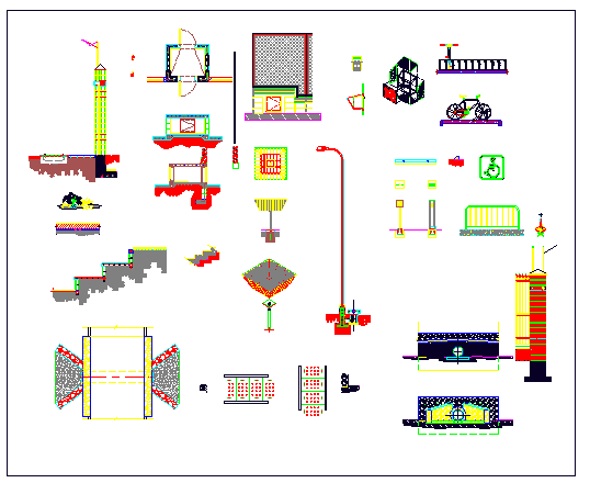 Decorative and multi-purpose equipment design of garden dwg file