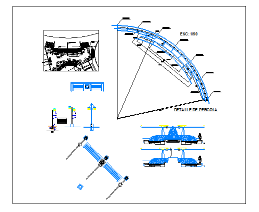 Decorative equipment details of public garden dwg file