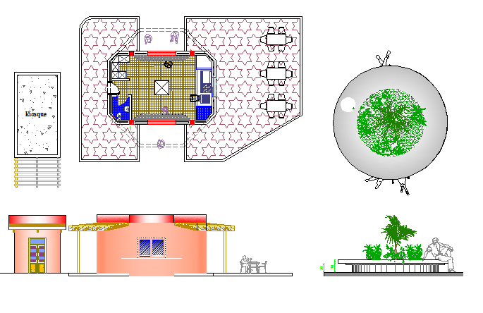 Decorative garden elements architecture project dwg file