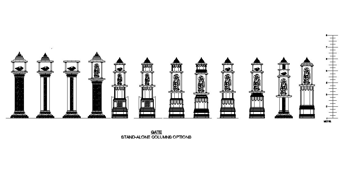 AutoCAD Drawing of Decorative Metal Gate Column Design