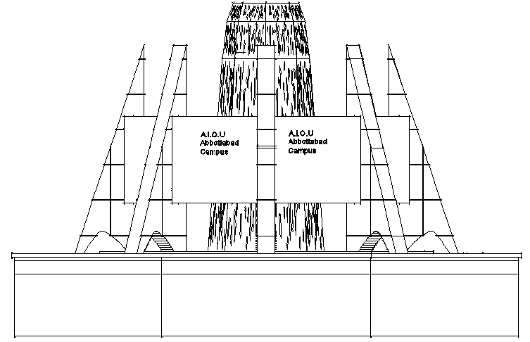 Decorative monument elevation details of corporate building dwg file