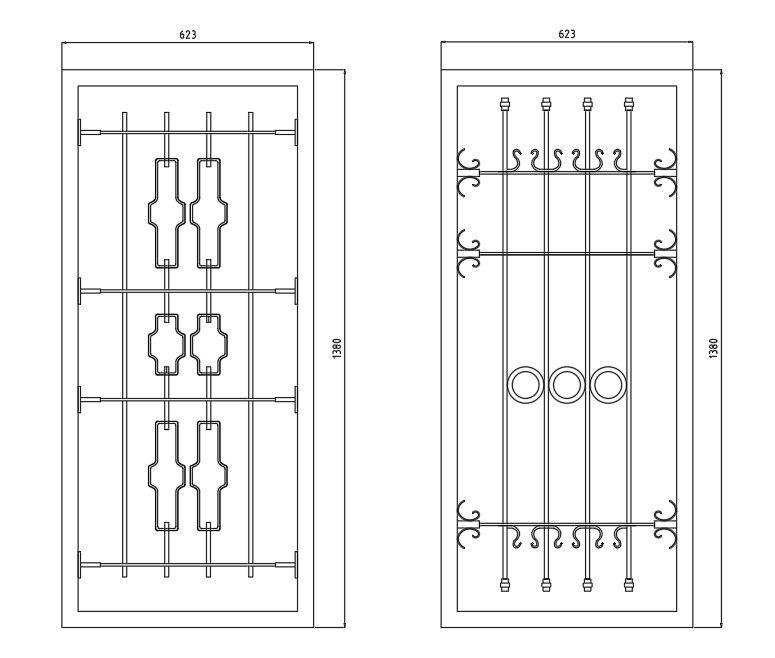 Ornamental Wrought Iron Door Plan in CAD Format File