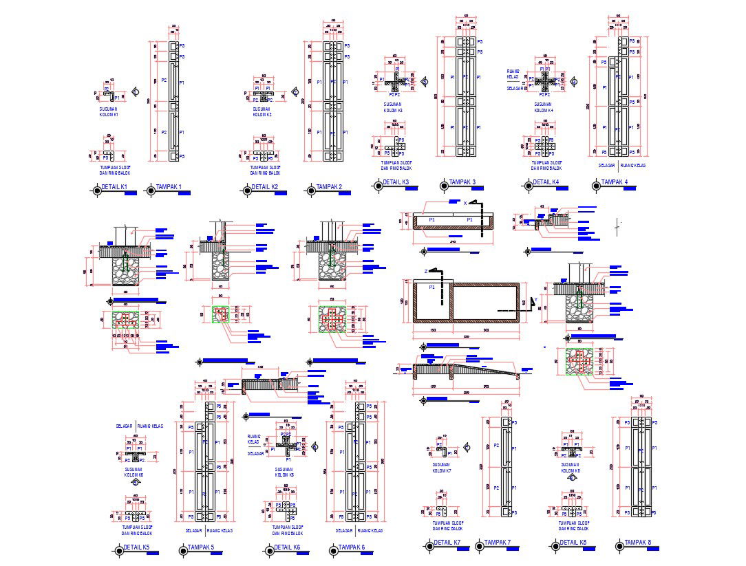 Deep Foundation View With Dimensions In AutoCAD File