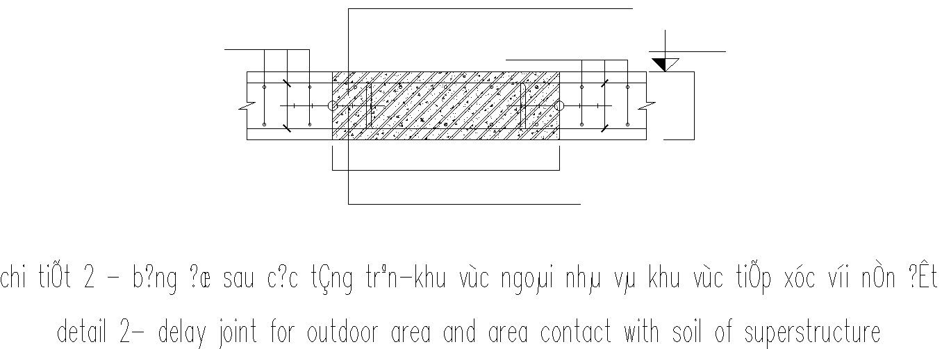 Delay joint for outdoor area and area contact with soil of superstructure