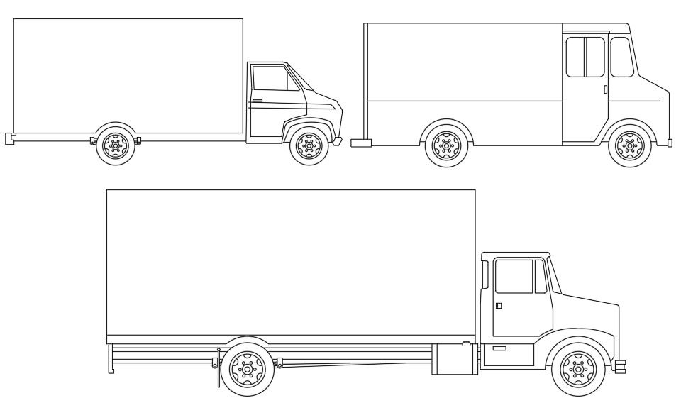 Delivery Truck AutoCAD drawing Free CAD Blocks