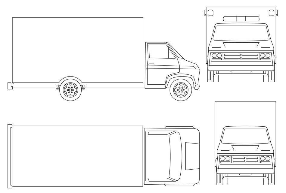 Delivery Truck Elevation Blocks AutoCAD Drawing DWG File