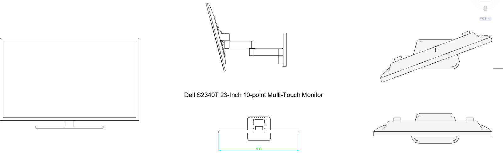 Dell S2340T 23-Inch Monitor AutoCAD Block File in DWG for CAD Use