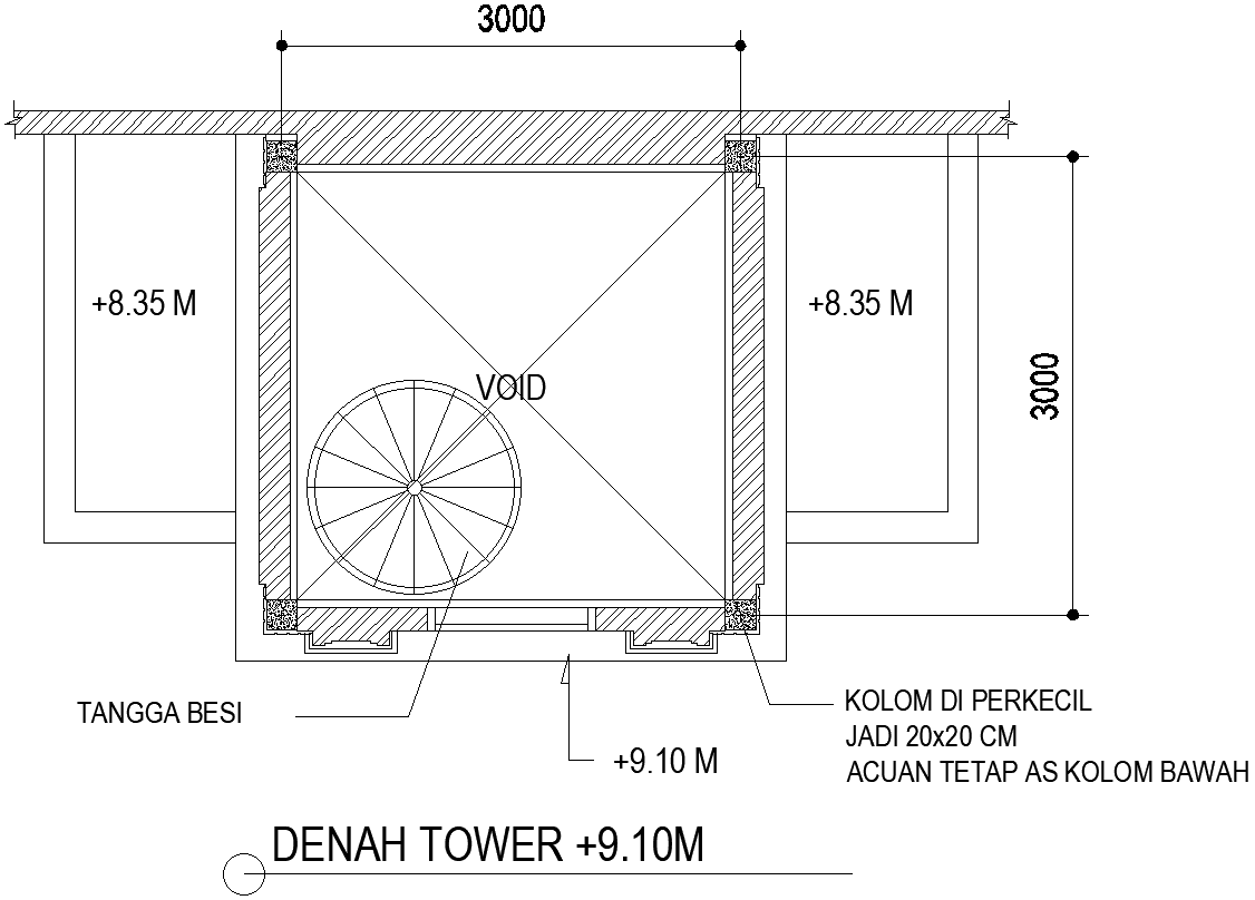 Denah tower with stairs details dwg autocad drawing .