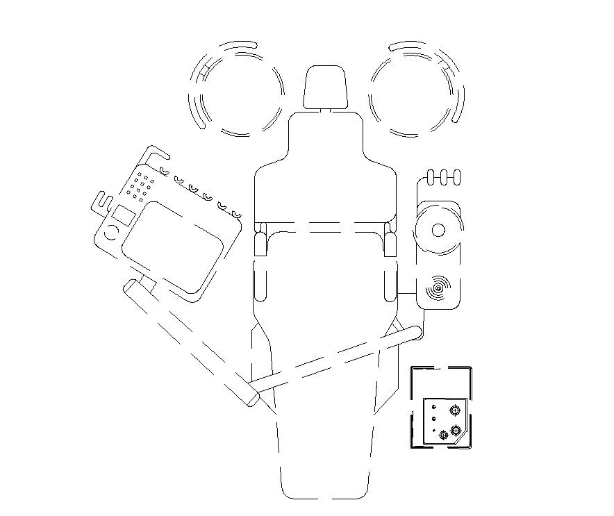 Dental Chair CAD Block Layout with Furniture Details View