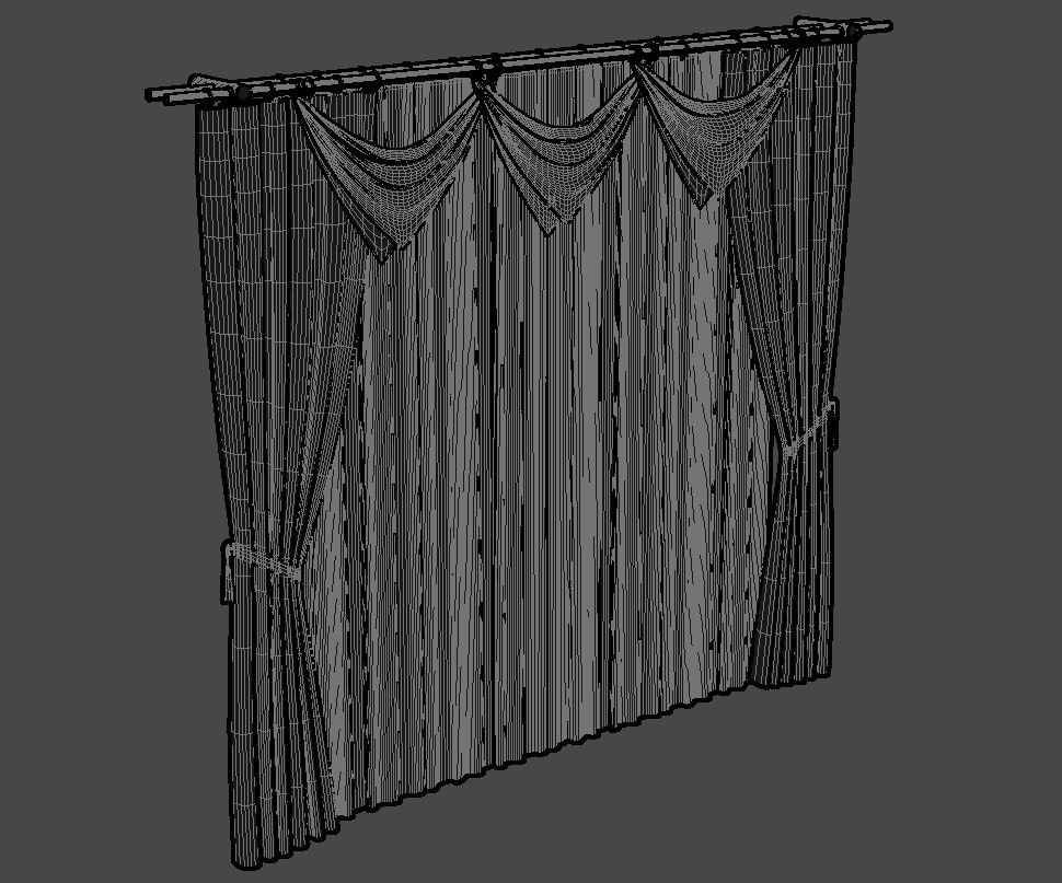 Design Of Stylish Curtain With MS Rod Rendered In 3D MAX File