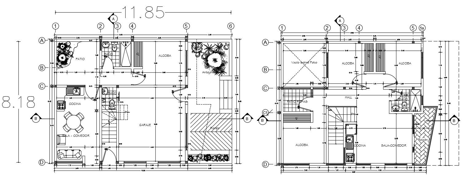 Two storey house design in AutoCAD file