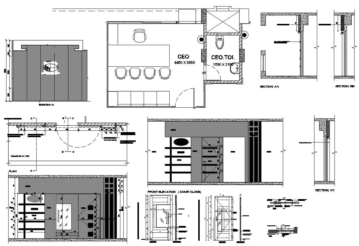 Office Cabin Interior Design AutoCAD file