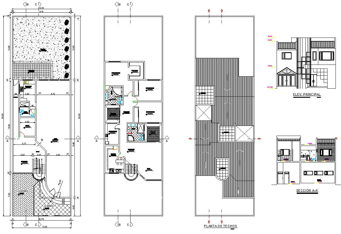 Design of House plan with detail dimension in dwg file