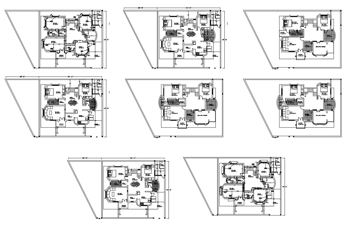 Design of Residential house plan with detail dimension in autocad