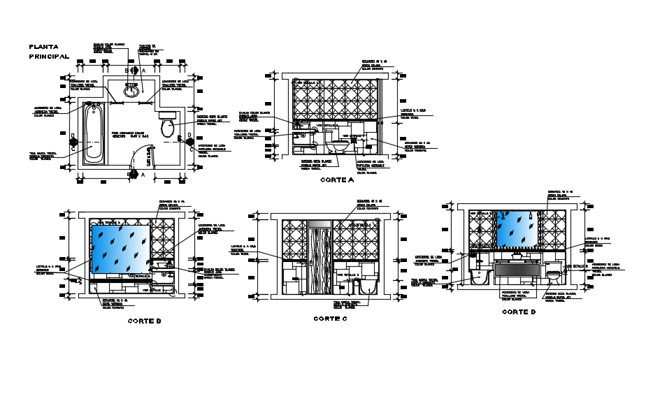 Bathroom Plan and Elevation AutoCAD Drawing