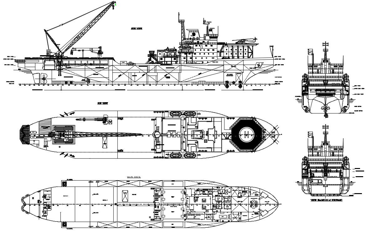 Design of boat with detail dimension in dwg file