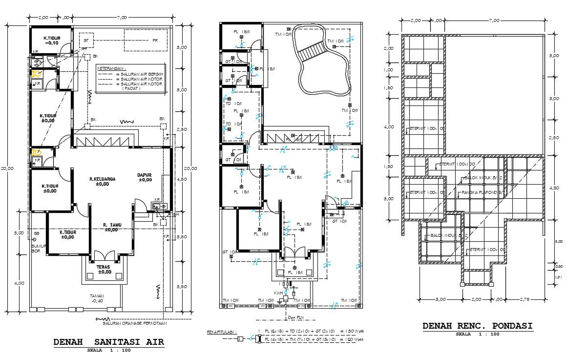 Design of bungalows plans in autocad 